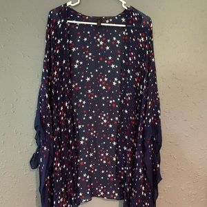Navy Kimono with Red & White Stars